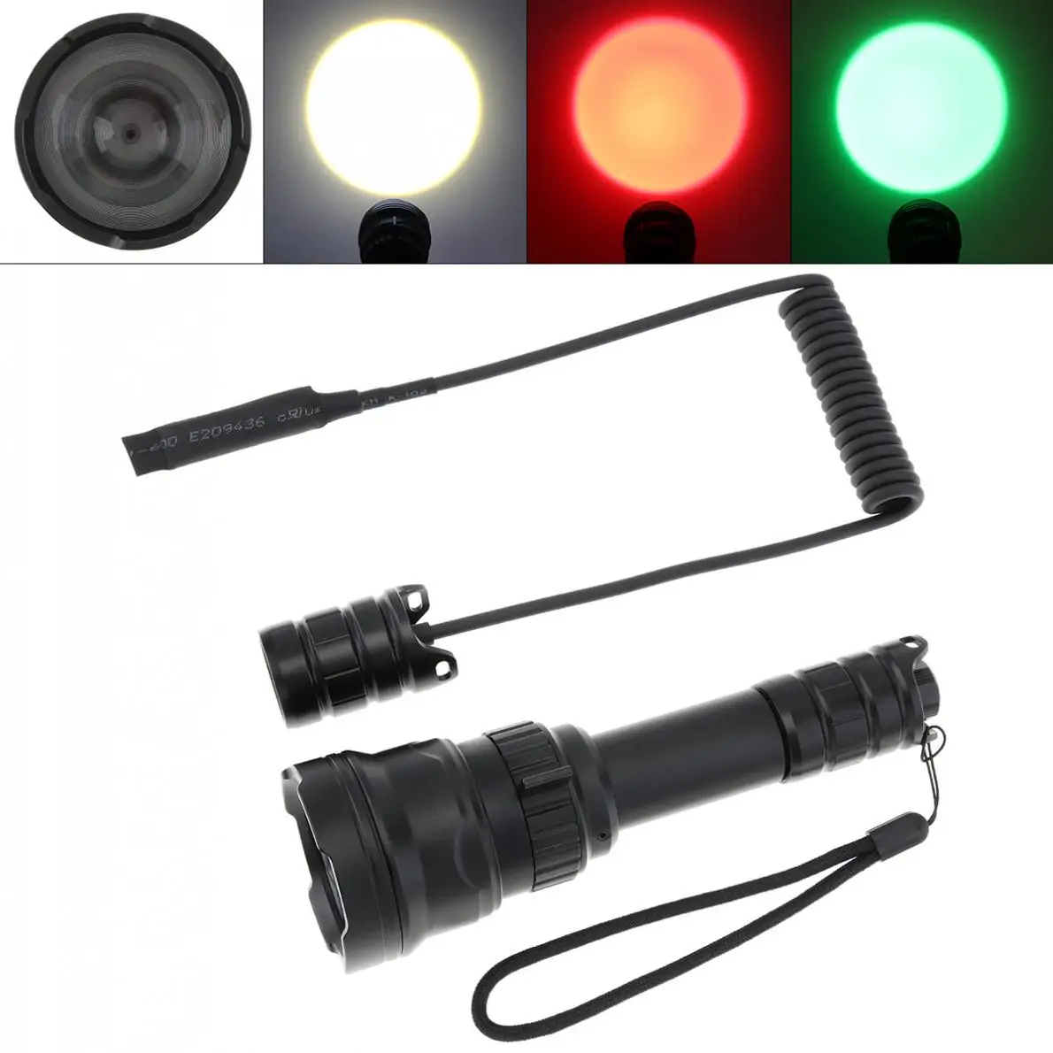 B198 Hand Held Rotary Focusing LED Outdoor Tactical Flashlight with Three Colors Light + Remote Pressure Switch for Hunting
B198 Hand Held Rotary Focusing LED Outdoor Tactical Flashlight with Three Colors Light + Remote Pressure Switch for Hunting