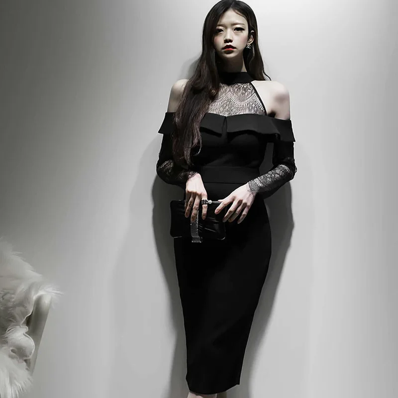 2019 Autumn Clothing New Style Elegant Halter Backless Bow Lace-up Mid-length Sheath Black And White with Pattern Formal Dress
2019 Autumn Clothing New Style Elegant Halter Backless Bow Lace-up Mid-length Sheath Black And White with Pattern Formal Dress
