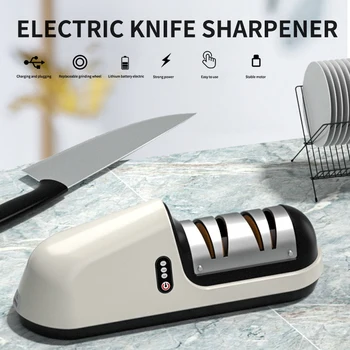 Electric Knife Sharpener Professional Silicon Carbide Material Knife Sharpener Blade Sharpening Kitchen Tools Sharpening System
Electric Knife Sharpener Professional Silicon Carbide Material Knife Sharpener Blade Sharpening Kitchen Tools Sharpening System
