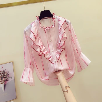 Lotus Leaf Pink Shirt Female 2020 Spring and Summer New Three Quarter Sleeve Flare Sleeve Blouse Dot Shirts Blusa Mujer
Lotus Leaf Pink Shirt Female 2020 Spring and Summer New Three Quarter Sleeve Flare Sleeve Blouse Dot Shirts Blusa Mujer