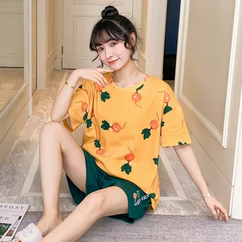Ladies Summer Cartoon Print Pajamas Set Round Neck Short Sleeve Shorts 2pcs Loungewear Loose Casual Cotton Sleepwear S236
Ladies Summer Cartoon Print Pajamas Set Round Neck Short Sleeve Shorts 2pcs Loungewear Loose Casual Cotton Sleepwear S236