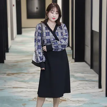 Women's Spring Chic Long Sleeves Plaid Dress Plus Size Casual V Neck Dress 100Kg can wear
Women's Spring Chic Long Sleeves Plaid Dress Plus Size Casual V Neck Dress 100Kg can wear
