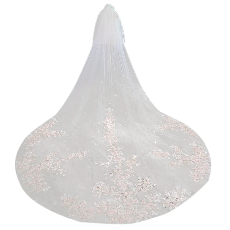 ABDB-Stunning Two-Layer Luxury Lace Wedding Veils with Pink Flowers 3.5 Meters Long Bridal Veils with Comb White
ABDB-Stunning Two-Layer Luxury Lace Wedding Veils with Pink Flowers 3.5 Meters Long Bridal Veils with Comb White