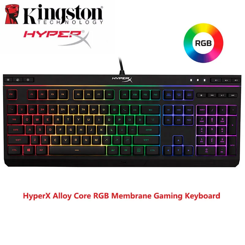 Kingston HyperX Alloy Core RGB Membrane Gaming Keyboard HX-KB5ME2-US Backlight RGB Spill-resistant Keyboard with A Durable Frame 
Kingston HyperX Alloy Core RGB Membrane Gaming Keyboard HX-KB5ME2-US Backlight RGB Spill-resistant Keyboard with A Durable Frame