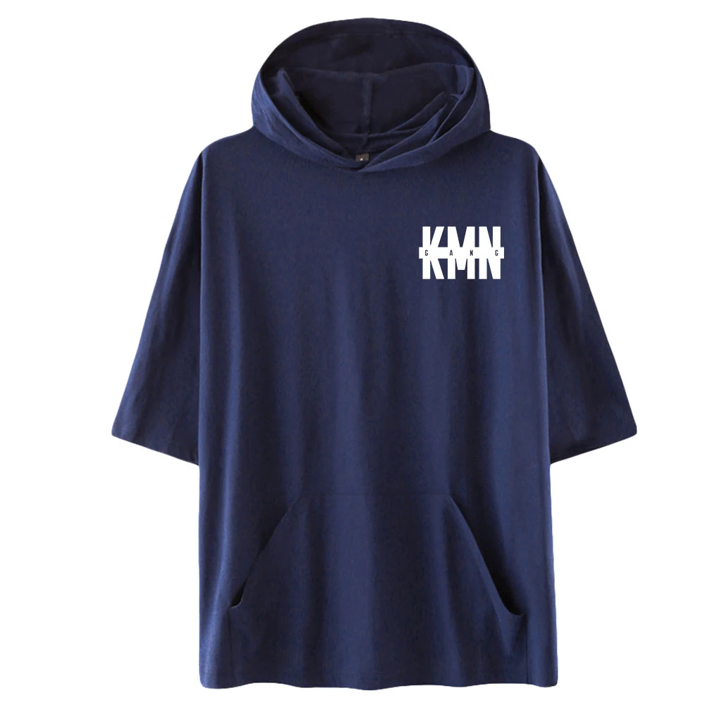 WAWNI KMN Gang футболка с короткими рукавами капюшоном новая свободная толстовка