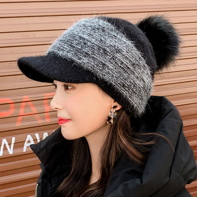 Autumn Winter Thick Warm Visors Hats Women Knitted Rabbit Fur Blend Sun Visor Fashion Sweet Fluffy Fur Ball Beanie Hat 8 Colors
Autumn Winter Thick Warm Visors Hats Women Knitted Rabbit Fur Blend Sun Visor Fashion Sweet Fluffy Fur Ball Beanie Hat 8 Colors
