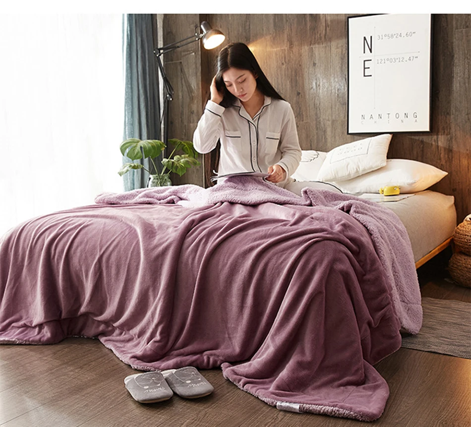 Generic Solid Color Throw Blanket Soft Comforter Bed Cover Winter Warm