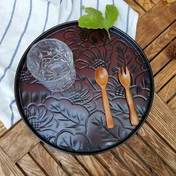 Japan Kamakura Traditional Technology Woodiness Round Lacquer Plate Mat Tea Tray Tray Generous Practical Real Live With One’s 
Japan Kamakura Traditional Technology Woodiness Round Lacquer Plate Mat Tea Tray Tray Generous Practical Real Live With One’s