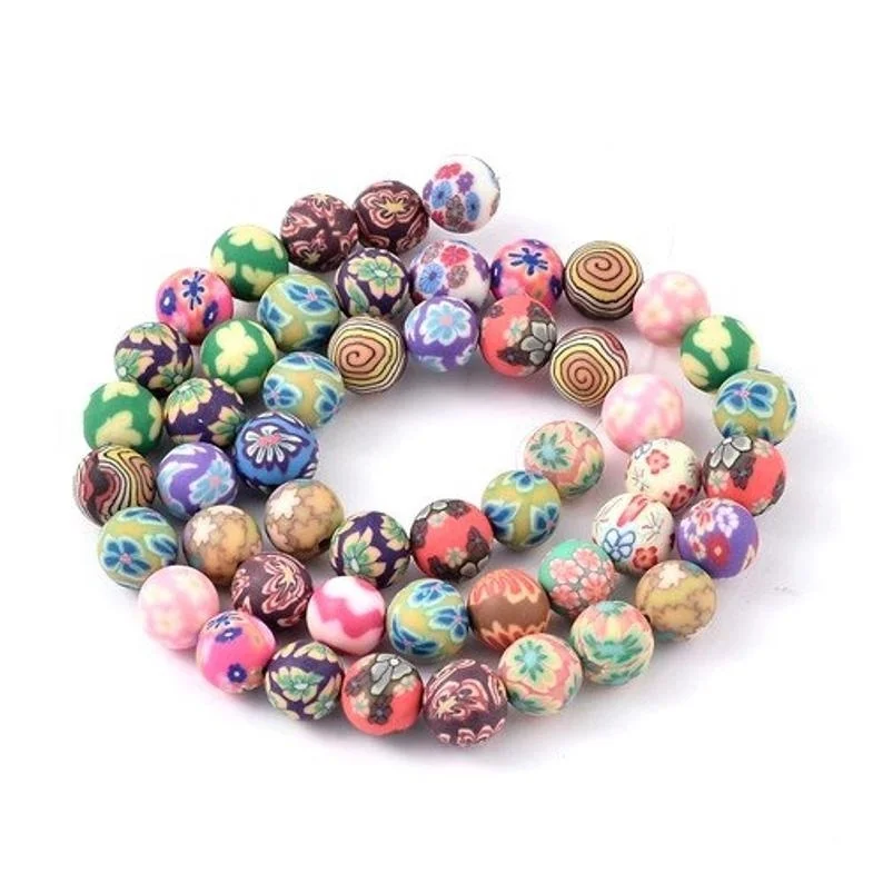 

30pcs Mixed Polymer Clay 8mm Plain Round Beads Girl Diy Accessories for Jewelry Bracelet Pearls Loose Flower Soft Pottery Beads