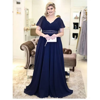 Plus Size Mother of the Bride Dresses Dark Navy Blue Chiffon Beading Waist Short Sleeve Evening Wedding Party Formal Prom Gowns
Plus Size Mother of the Bride Dresses Dark Navy Blue Chiffon Beading Waist Short Sleeve Evening Wedding Party Formal Prom Gowns