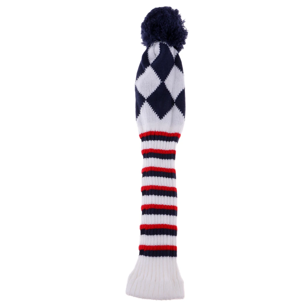 Golf Club Head Covers for Driver Fairway Wood Classical Knit Pom Pom Blue White Stripe Men Women Set Golf Club Head Covers for Driver Fairway Wood Classical Knit Pom Pom Blue White Stripe Men Women Set