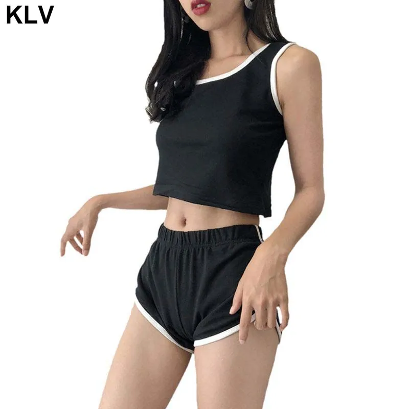 

Women Bodycon 2 Pieces Outfit Scoop Neck Crop Top Mid Rise Dolphin Shorts Pants Jumpsuit Casual Lounge Sports Cotton Tracksuit