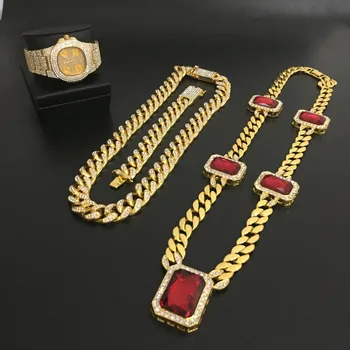 Luxury gold men watch hip-hop necklaces jewelry set watch & necklace & Bracelet ice out Cuban men jewelry set new
Luxury gold men watch hip-hop necklaces jewelry set watch & necklace & Bracelet ice out Cuban men jewelry set new