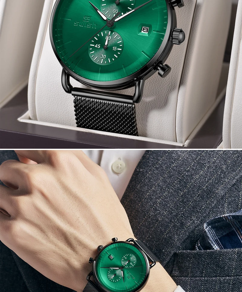 SWISH Watches for Men Stainless Steel Waterproof Quartz Clock Men’s Watch Top Brand Chronograph Sports Hour Relogio Masculino
