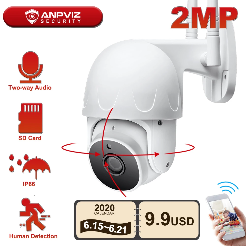 Anpviz 2MP WiFi PT Camera Human Detection Wireless Security Camera WiFi Two-Way Audio Built-in Mic and Speaker 128GB Card IP66
Anpviz 2MP WiFi PT Camera Human Detection Wireless Security Camera WiFi Two-Way Audio Built-in Mic and Speaker 128GB Card IP66