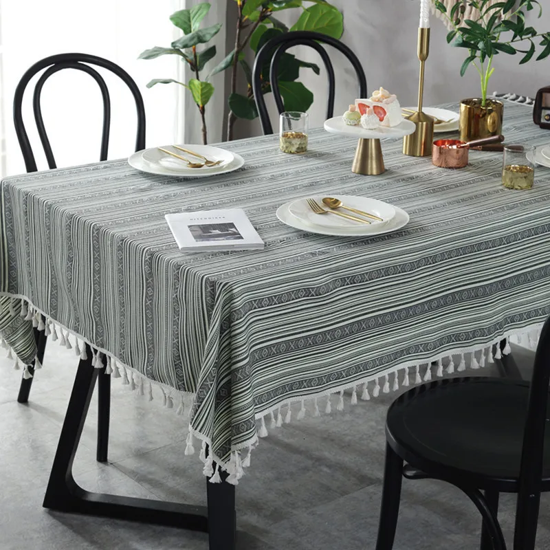 Nordic Modern Tablecloths Stripe Printed Nation Wind Celadon Tassels Table Cloth Art Kitchen Table Cloth Dining Table Cover
Nordic Modern Tablecloths Stripe Printed Nation Wind Celadon Tassels Table Cloth Art Kitchen Table Cloth Dining Table Cover