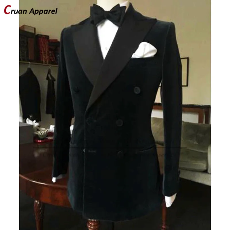 (One Blazer) Brand Classic Black Velvet Blazers Men Slim Fit Double Breasted Groom Wedding Prom Suit Jackets Tailor-made Tuxedos 
(One Blazer) Brand Classic Black Velvet Blazers Men Slim Fit Double Breasted Groom Wedding Prom Suit Jackets Tailor-made Tuxedos