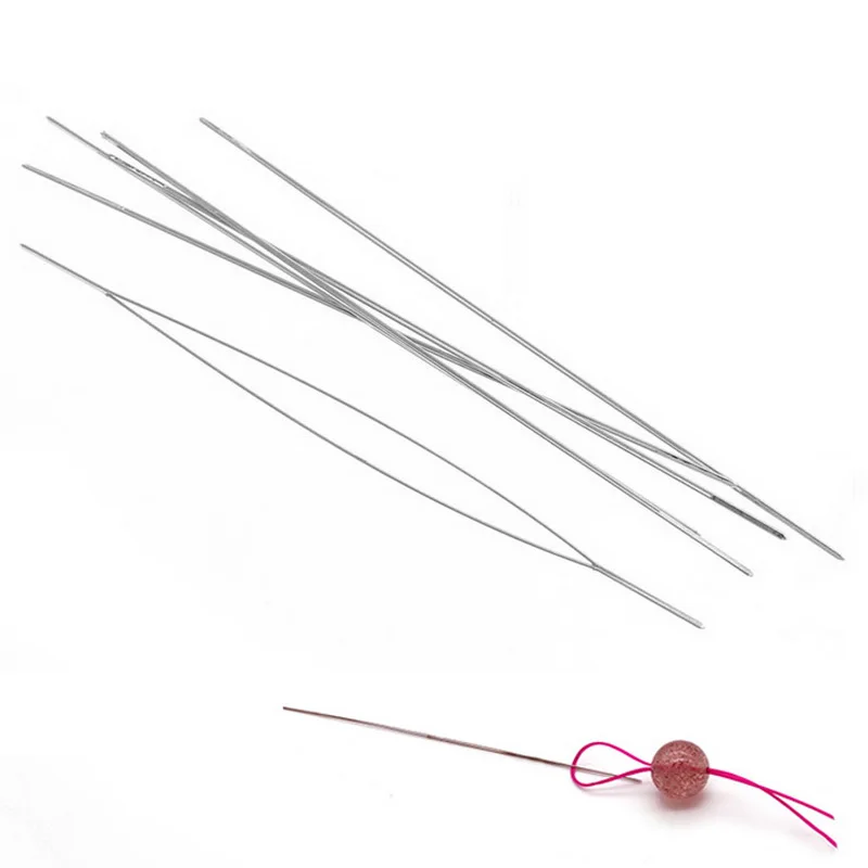 5 шт. бисер иглы 0 3 мм Threading String/шнур булавки серебристого тона рукоделие