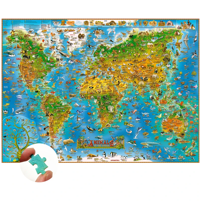 1000 Pieces of Wooden Jigsaw Puzzle Learning Cognition Manual Educational Toy-Interesting World Animal Map 52x38cm
1000 Pieces of Wooden Jigsaw Puzzle Learning Cognition Manual Educational Toy-Interesting World Animal Map 52x38cm