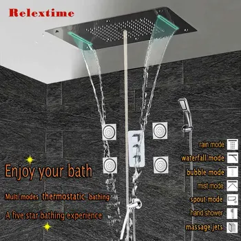 Relextime Polished Chrome Rain Shower Faucet Wall Mounted Concealed Bath Shower Set Massage Jets Spout Ceiling LED Shower Head
Relextime Polished Chrome Rain Shower Faucet Wall Mounted Concealed Bath Shower Set Massage Jets Spout Ceiling LED Shower Head