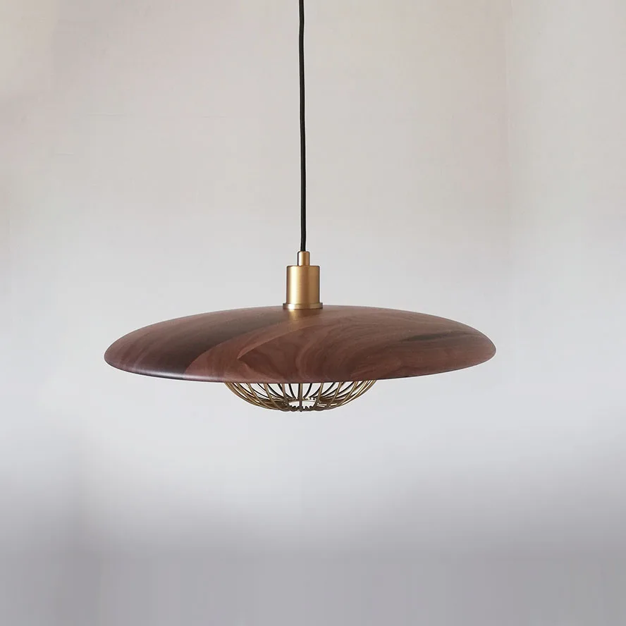 Modern UFO Pendant Light Dining Room Kitchen Restaurant Pendant Lamp Wood Texture Metal Pendant Light Loft Vintage Lights (9)