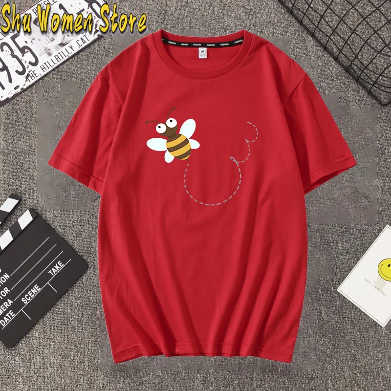 Hillbilly Women Bee Kind T-shirt Aesthetics Graphic Short Sleeve Cotton Polyester Harajuku T Shirts Female Camisetas Verano Muj