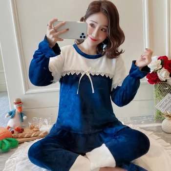 2020 Winter Pajamas Women Korean Sleepwear Cute Cartoon Flannel Pajamas Set Velvet Warm Pijama Round Neck Pyjama Homewear Women
2020 Winter Pajamas Women Korean Sleepwear Cute Cartoon Flannel Pajamas Set Velvet Warm Pijama Round Neck Pyjama Homewear Women