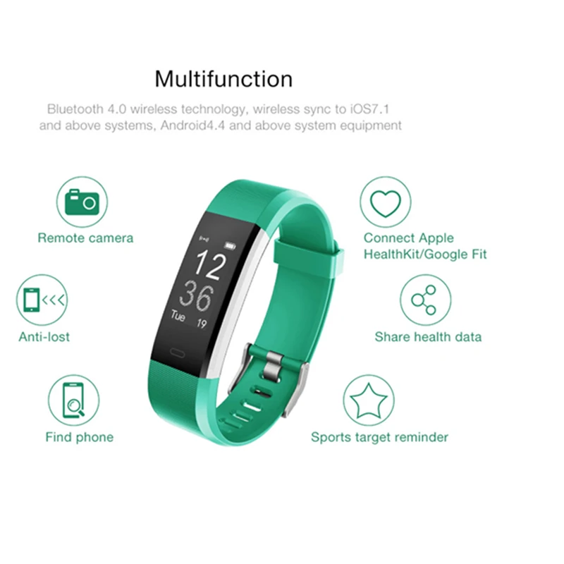 

S5 Smart Bracelet Bluetooth Waterproof Heart Rate Fitness Tracker Sport Passometer Wristband G19 Smart Fitness Watch