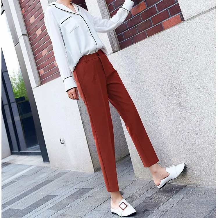 Spring Nice Fashion Women High Waist With Pockets Casual Pants Office Ladies Ankle-length Solid Trousers
Spring Nice Fashion Women High Waist With Pockets Casual Pants Office Ladies Ankle-length Solid Trousers