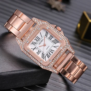 Luxury Roman Numeral Women Watch Creative Square Diamond Stainless Steel Ladies Dress Watch Elegant Crystal Gift Watch For Women 
Luxury Roman Numeral Women Watch Creative Square Diamond Stainless Steel Ladies Dress Watch Elegant Crystal Gift Watch For Women