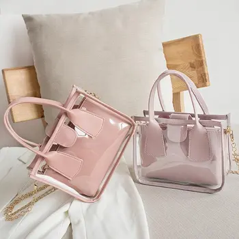 2pcs/Set Transparent Bag Women Shoulder Bag Small Chain Jelly Handbag Phone Totes Fashion Solid Travel Crossbody Handbags 2020
2pcs/Set Transparent Bag Women Shoulder Bag Small Chain Jelly Handbag Phone Totes Fashion Solid Travel Crossbody Handbags 2020