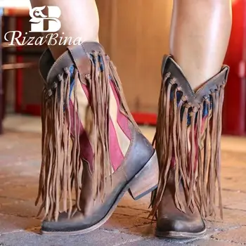RIZABINA Knight Boots Women Fashion Fringes Round Toe Thick Heels Shoes Winter Warm Mid Calf Boots Women Footwear Size 34-43
RIZABINA Knight Boots Women Fashion Fringes Round Toe Thick Heels Shoes Winter Warm Mid Calf Boots Women Footwear Size 34-43
