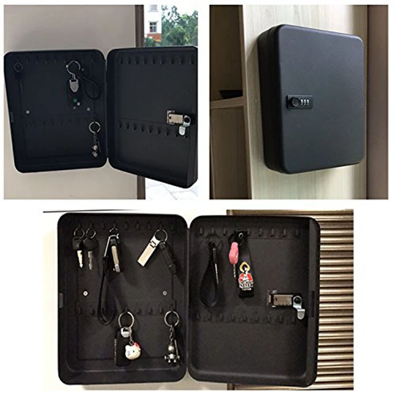 Wall Mounted Key Cabinet Password Lock Security Keybox Storage Box Contains 36 key card For Company Home Office Hanging Car Key 1