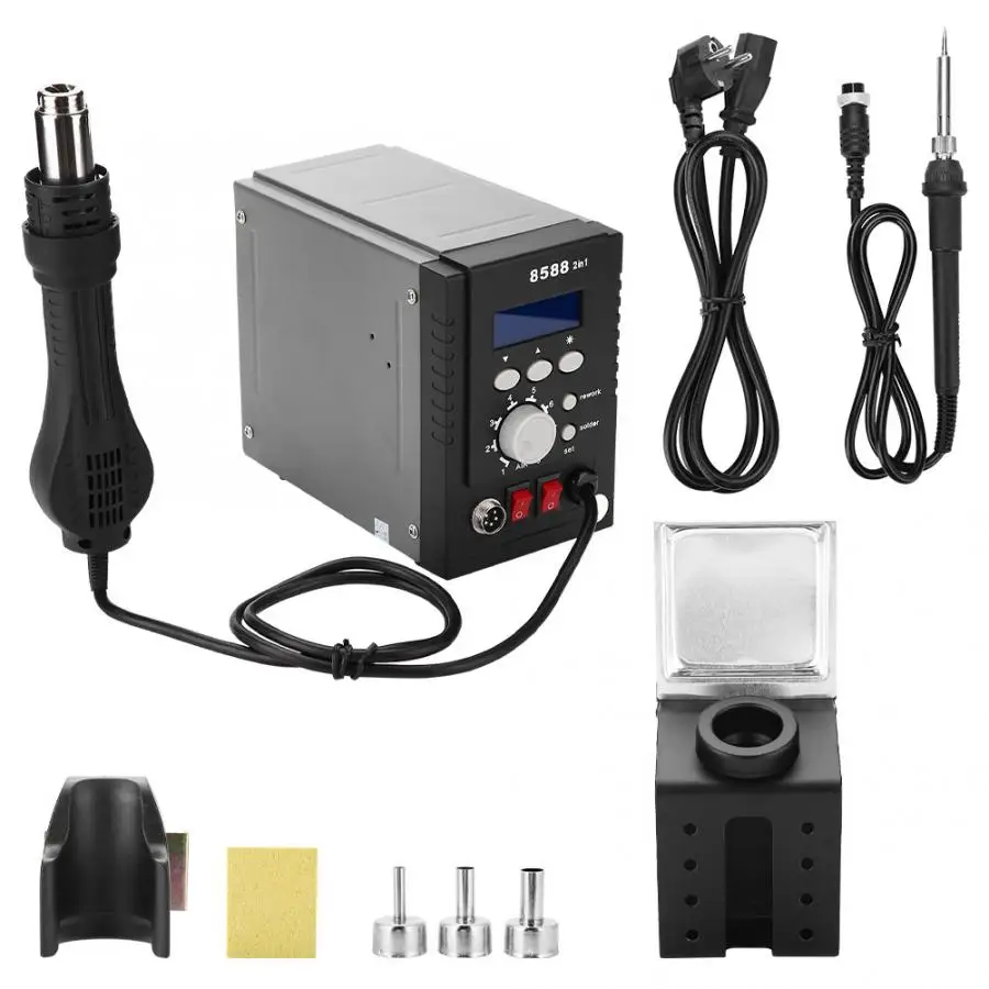 3in1 SMD Soldering Desoldering Rework Station with Soldering Iron & Hot Air Gun US Plug 110V
3in1 SMD Soldering Desoldering Rework Station with Soldering Iron & Hot Air Gun US Plug 110V