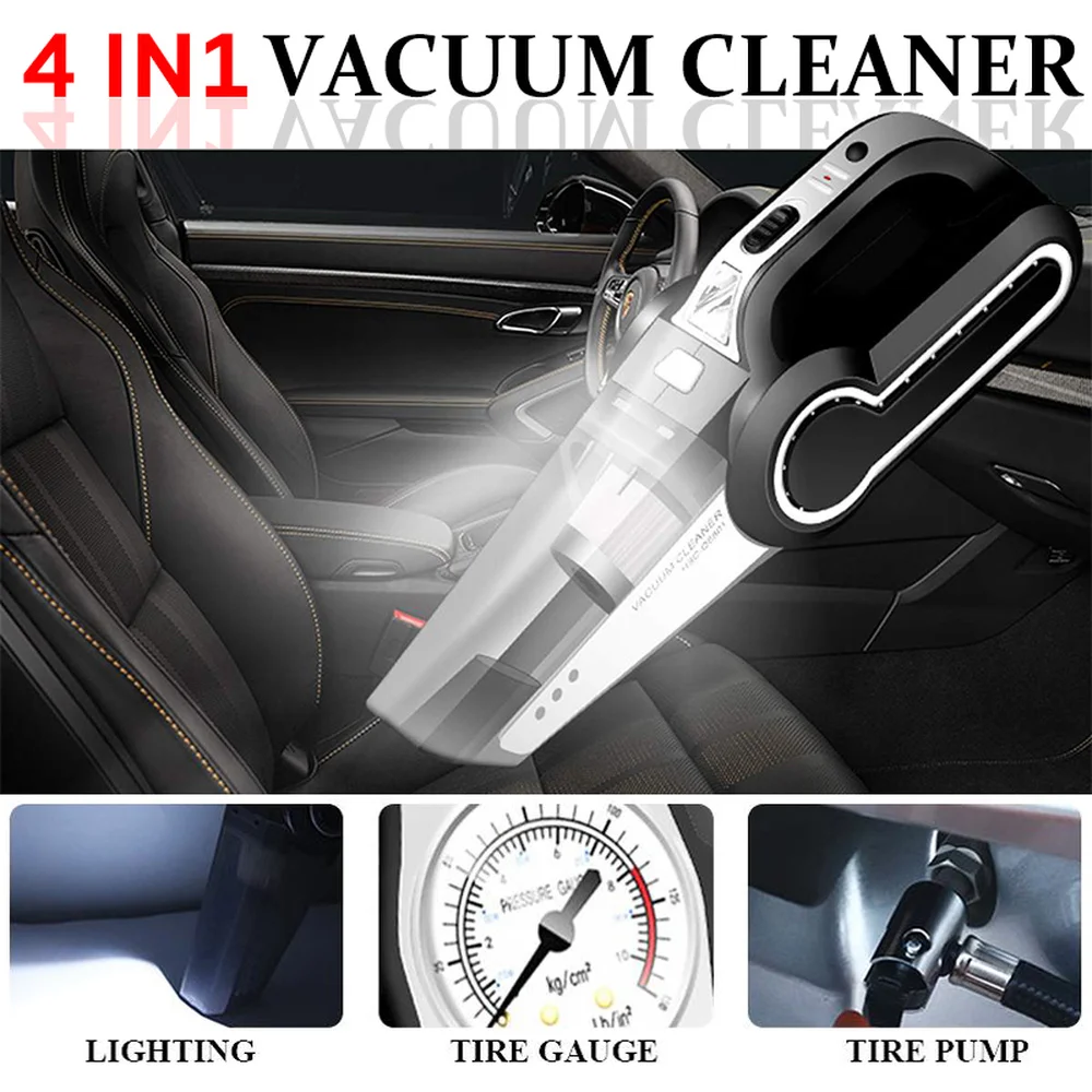 120W 4 in1 Multi Function Portable Car Vacuum Cleaner Mini Handheld Air Compressor Wet/Dry Auto Vacuum Cleaner For Home Vehicles
120W 4 in1 Multi Function Portable Car Vacuum Cleaner Mini Handheld Air Compressor Wet/Dry Auto Vacuum Cleaner For Home Vehicles