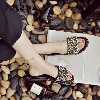 FOXINES New Women Slippers Summer Fashion Holiday Beach Shoes Anti Slip Beaded Diamond Soft Flat Sandals For Women
FOXINES New Women Slippers Summer Fashion Holiday Beach Shoes Anti Slip Beaded Diamond Soft Flat Sandals For Women