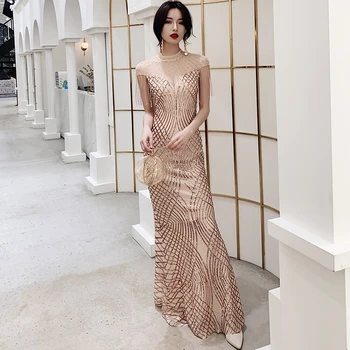 Exquisite Sequins Tassel Cheongsam Evening Party Gown Sexy Slim Mesh Dress Bride Bridal Wedding Dress Elegant Mermaid Dress
Exquisite Sequins Tassel Cheongsam Evening Party Gown Sexy Slim Mesh Dress Bride Bridal Wedding Dress Elegant Mermaid Dress