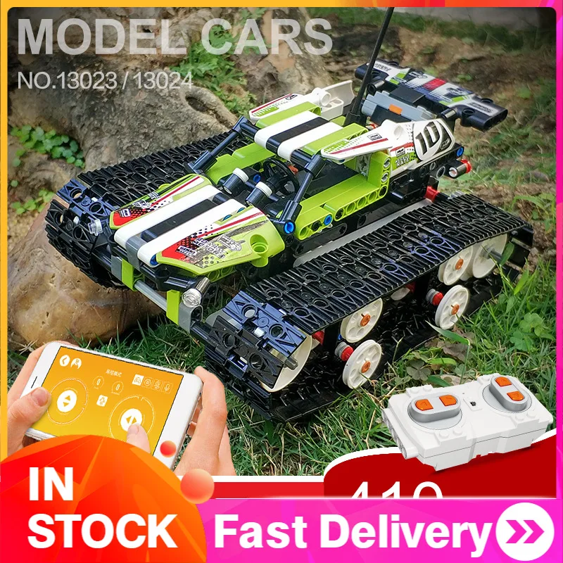 13023-13024 410pcs Mould King Technic SeriesMOC RC Tracked Racer APP Programming Building Blocks brick 20033 7003 8015
13023-13024 410pcs Mould King Technic SeriesMOC RC Tracked Racer APP Programming Building Blocks brick 20033 7003 8015