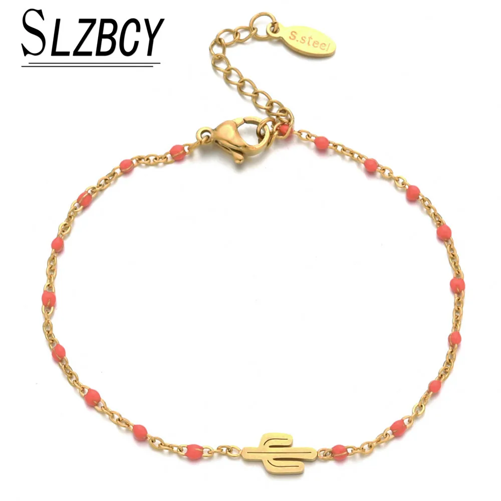 Cactus Bracelets Gold Color Stainless Steel Friendship pulsera Seed Beads Charm Long Bracelet Fashion Femme Link Chain Jewelry
Cactus Bracelets Gold Color Stainless Steel Friendship pulsera Seed Beads Charm Long Bracelet Fashion Femme Link Chain Jewelry