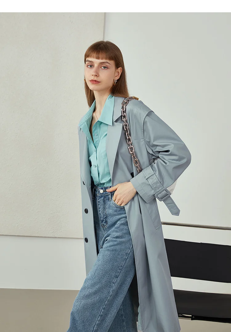 Temperament and popular long windbreaker jacket women 2021 new autumn design sense of advanced
Temperament and popular long windbreaker jacket women 2021 new autumn design sense of advanced