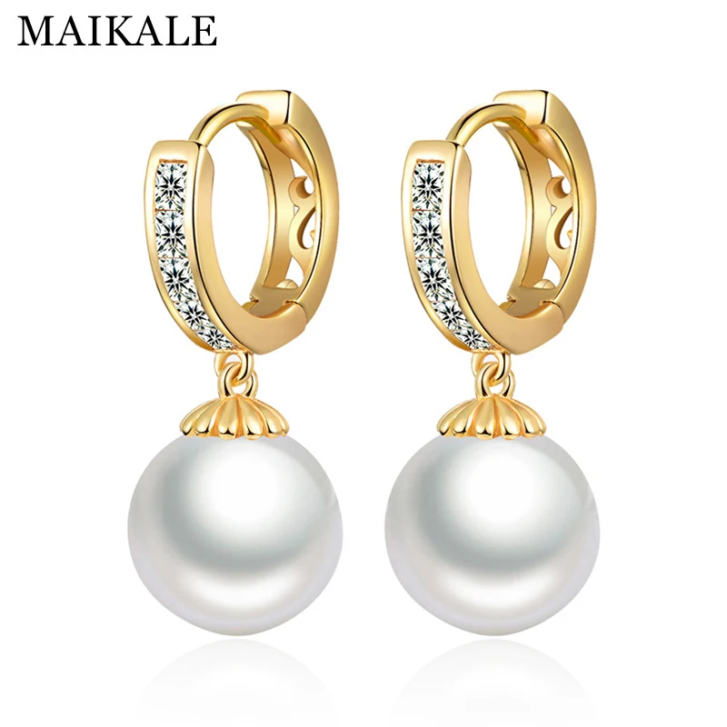 MAIKALE Gold Silver Color Pearl Drop Earrings for Women Round Circle CZ Cubic Zirconia Earrings with Pearls Female Jewelry Gifts
MAIKALE Gold Silver Color Pearl Drop Earrings for Women Round Circle CZ Cubic Zirconia Earrings with Pearls Female Jewelry Gifts