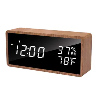 Digital Alarm Clock, Real Wood, LED Display, Temperature Humidity, 3 Sets Alarms, Adjustable Brightness, Sound Control Function
Digital Alarm Clock, Real Wood, LED Display, Temperature Humidity, 3 Sets Alarms, Adjustable Brightness, Sound Control Function