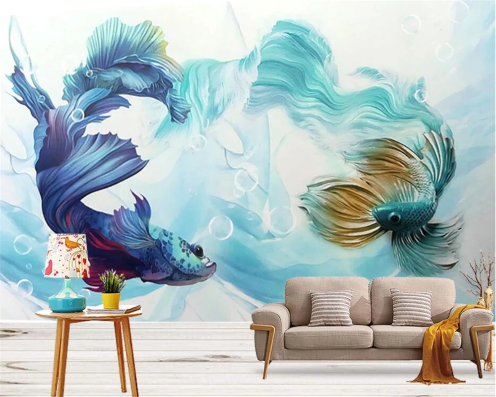 

beibehang Customized three-dimensional guppy background new modern bedroom living room papel de parede 3d wallpaper