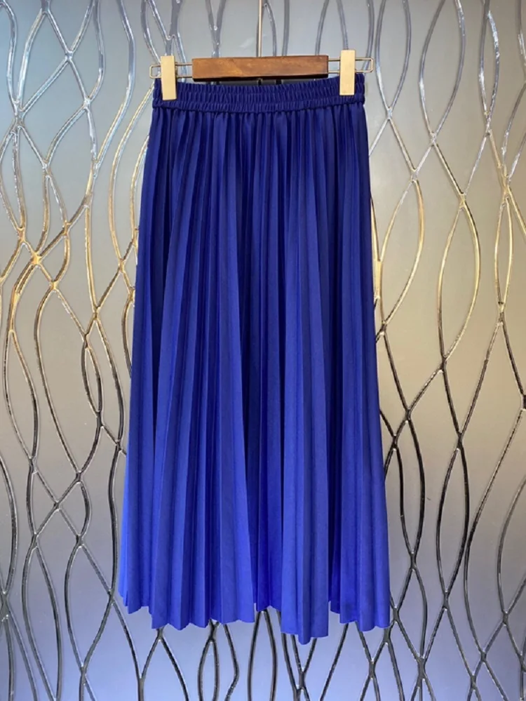 High Quality Brand New Skirts 2022 Spring Summer Skirt Women Elastic Waist Mid-Calf Length A-Line Casual Pleated Skirt Blue
High Quality Brand New Skirts 2022 Spring Summer Skirt Women Elastic Waist Mid-Calf Length A-Line Casual Pleated Skirt Blue