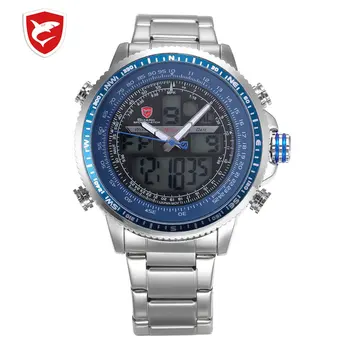 SH325N Luxury Winghead SHARK Sport Watch Men Black Dual Time Date Alarm Steel Band Relogio Masculino LCD Quartz Digital Watches 
SH325N Luxury Winghead SHARK Sport Watch Men Black Dual Time Date Alarm Steel Band Relogio Masculino LCD Quartz Digital Watches