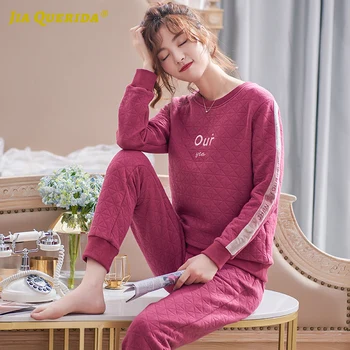 New Women's Pajamas Cotton Padded Pullover Round Neck Long Sleeves Pants Purple Lady Loungewear Pijama Womens Clothing Homesuit
New Women's Pajamas Cotton Padded Pullover Round Neck Long Sleeves Pants Purple Lady Loungewear Pijama Womens Clothing Homesuit