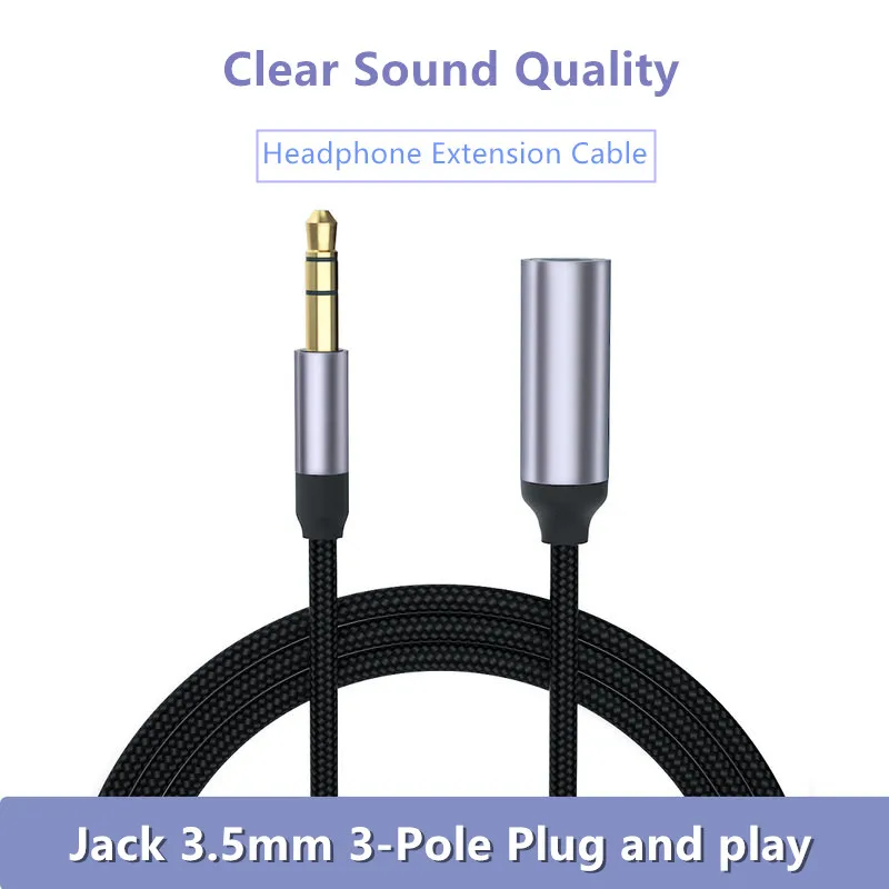 3.5mm Jack Extension Audio Cable Male to Female Wired Headphones Headphone Extension Cable Speaker AUX Cable Cord For PC 1m
3.5mm Jack Extension Audio Cable Male to Female Wired Headphones Headphone Extension Cable Speaker AUX Cable Cord For PC 1m