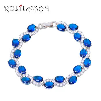 Bracelets Silver pleated zirconia Design AAA Zircon Blue Crystal Health Nickel & Lead free Fashion jewelry TB296 
Bracelets Silver pleated zirconia Design AAA Zircon Blue Crystal Health Nickel & Lead free Fashion jewelry TB296