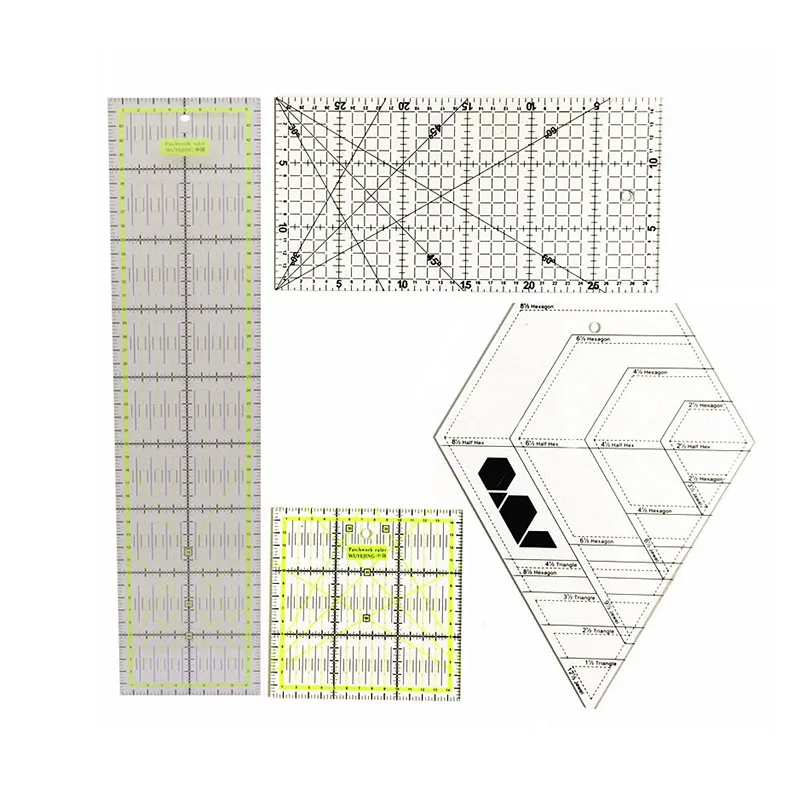 4 pcs/lot Patchwork ruler Sewing tool accessories patchwork ruler set Fabric cutting ruler Student DIY Handmade ruler
4 pcs/lot Patchwork ruler Sewing tool accessories patchwork ruler set Fabric cutting ruler Student DIY Handmade ruler