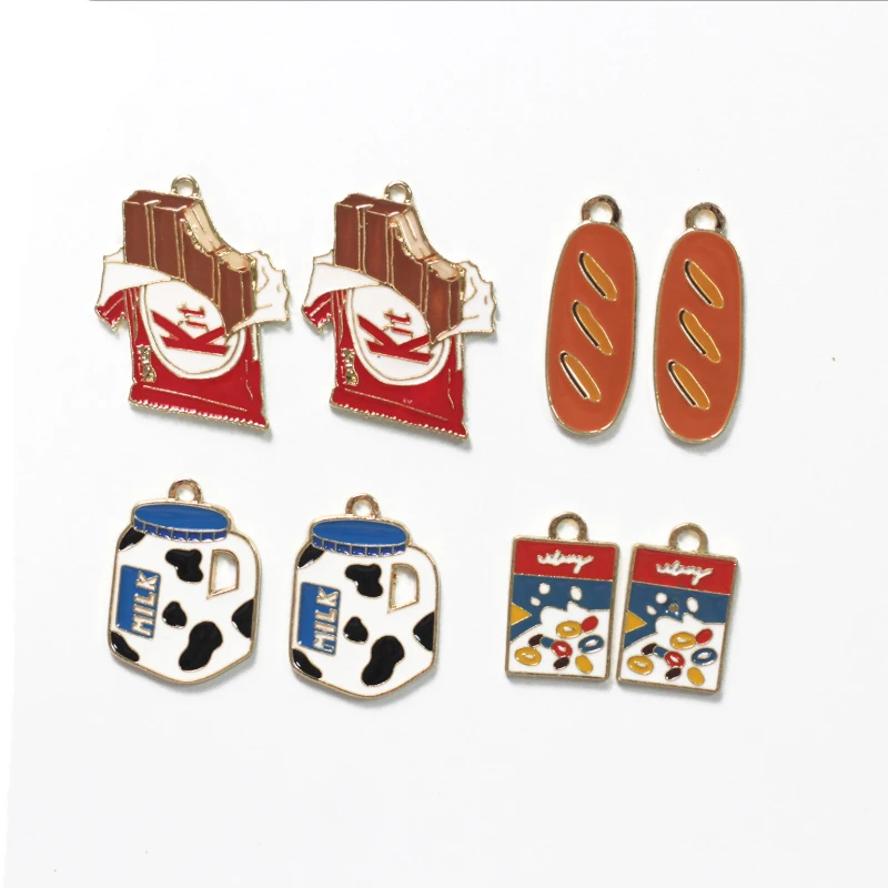 10pcs Oil Drop Cartoon Chocolate Bread Milk Zinc Alloy Jewelry Accessories Fashion Creative Earrings Necklace Pendant
10pcs Oil Drop Cartoon Chocolate Bread Milk Zinc Alloy Jewelry Accessories Fashion Creative Earrings Necklace Pendant